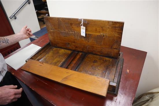 A Chinese travelling folding writing table W.64cm